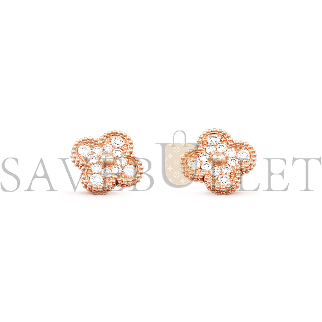 VAN CLEEF ARPELS VINTAGE ALHAMBRA EARRINGS - ROSE GOLD, DIAMOND  VCARP2R500